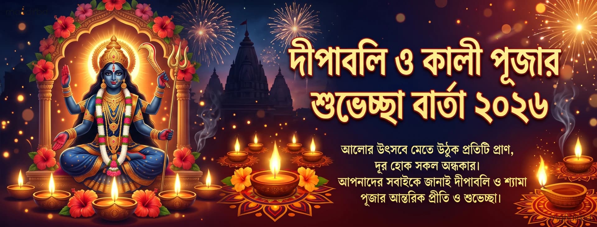 দীপাবলি ও কালী পূজার শুভেচ্ছা বার্তা ২০২৬
